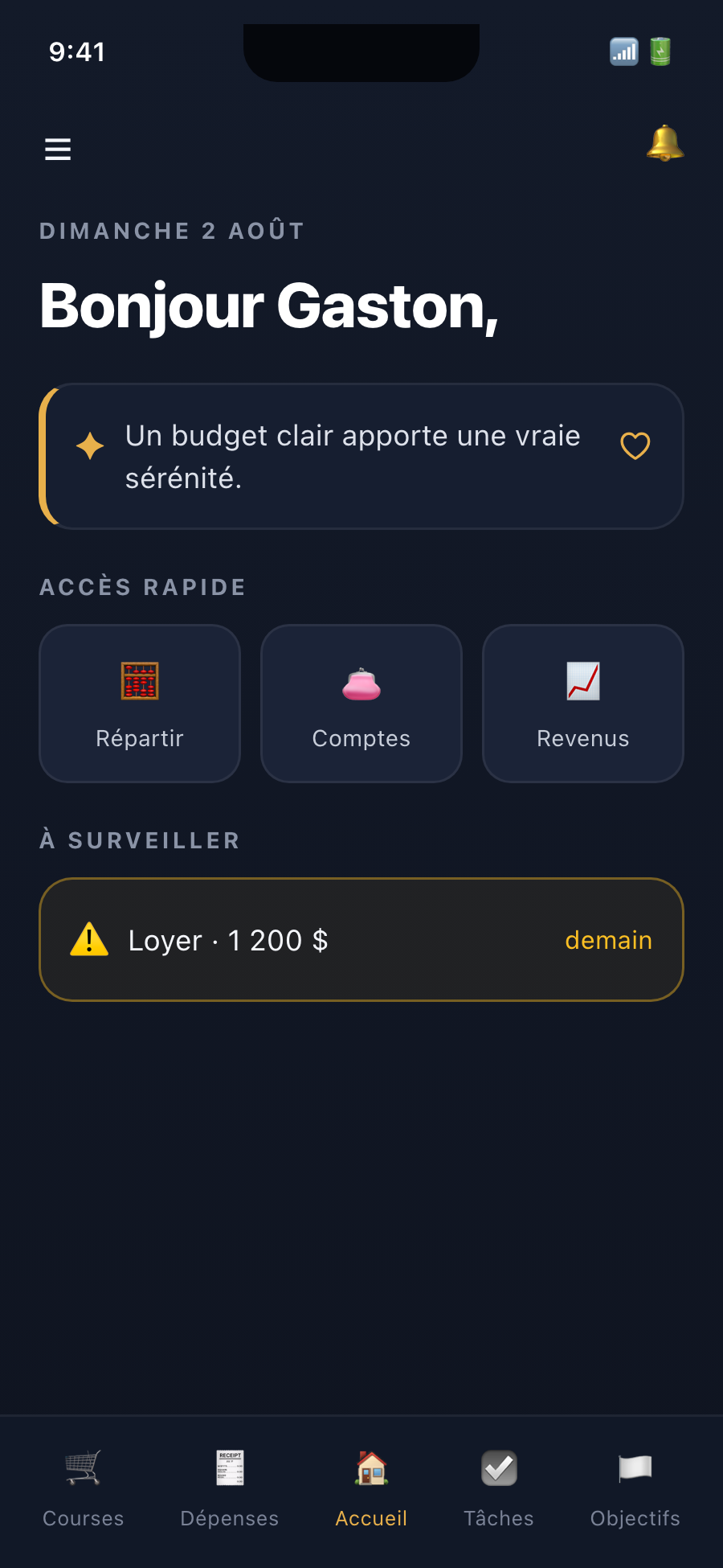 Aperçu de l'écran Accueil de Louviko